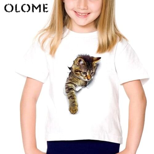 2019 new Fashion 3d Cat Print Summer Cute Children Animal Clothing For Kids Girl Short Sleeve T Shirts Tops Baby Clothes