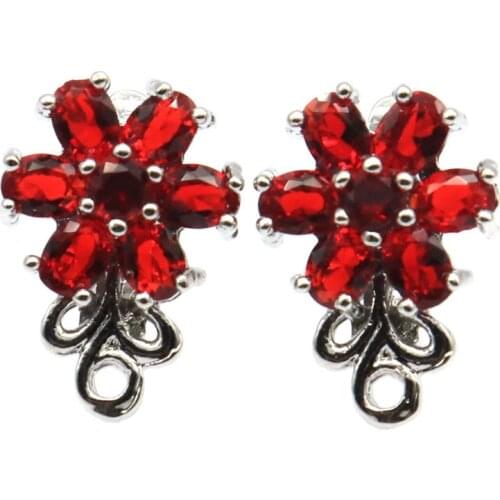 16x11mm 2020 New Arrival Created Red Blood Ruby Gift For Sister Jewelry Making Silver Earrings