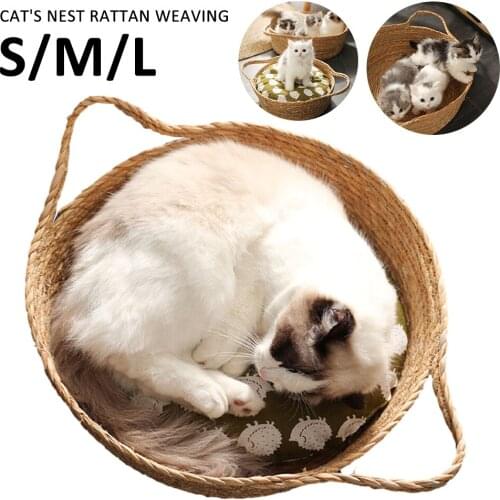 Cat Nest Rattan Weaving Rattan Weaving Summer Woven Cool Bed Four Seasons Universal Semi-Closed Cat Bed House