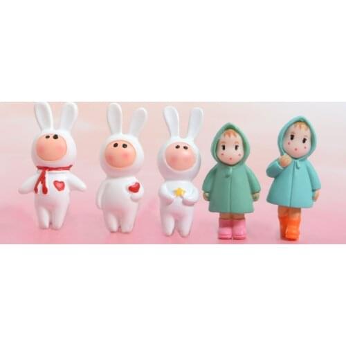 Warm Rabbit and Girl Brooch PVC Handmade Pin Cute Cartoon Animal Bunny Badge Backpack Clothes Accessories Gift for friends kids