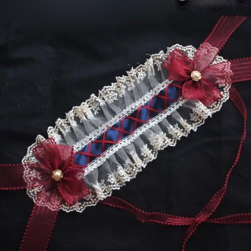 "Little Bear"Handmade Blue White Red Headwear Bows Hairband KC Lace Hair Ribbon Headband Lolita Original Design Cute