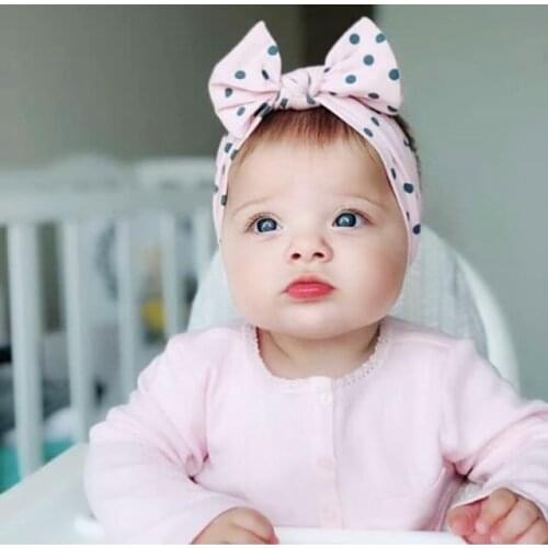 Newborn Baby Cute dot Bowknot Headband Baby Safety Protective Soft Comfortable Head Security&Protection Adjustable