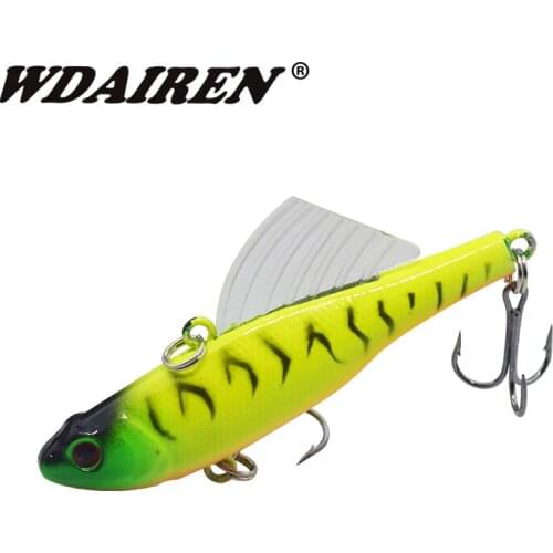 1Pcs Sinking Vib vibration Fishing Lure 70mm 17.5g Winter Fishing Hake Bait Swivel Jig Wing Artificial Hard Lures Wobbler Tackle