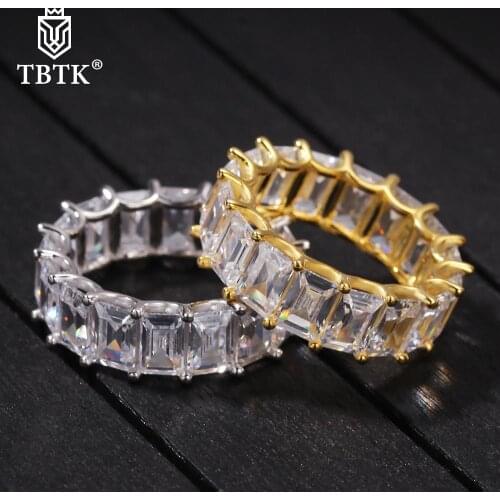 TBTK Hiphop Ring 7MM Width Paved Bling Iced Out Zircon Crystal Circle Round Luxury Jewelry Ring Punk Style for Best Friend Gift