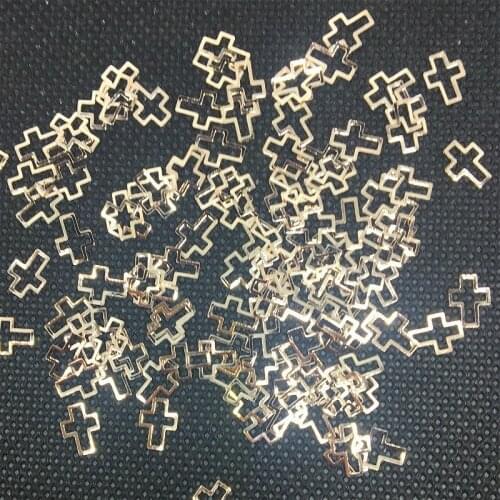 50Pcs Heart Rose Gold Nail Art Decorations Hollow Cute 3d Cross Stickers Hybrid Charms Metal Rivet Punk Supply Diy Ornaments