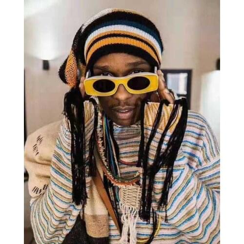 Unique Square Thick Frame Round Plastic Sunglasses Men Women UV400 Glasses