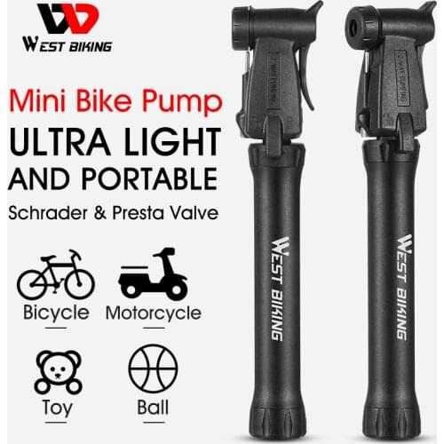 WEST BIKING Bicycle Pump Ultralight Portable Mini Pump MTB Road Bike Ball Tire Inflator Schrader Presta Valve Bike Accessories