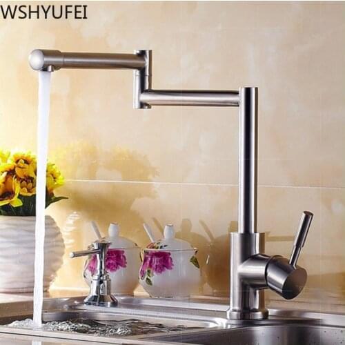 High quality hardware 360 rotatable hot and cold water mixer faucet 304 stainless steel faucet kitchen folding basin faucet
