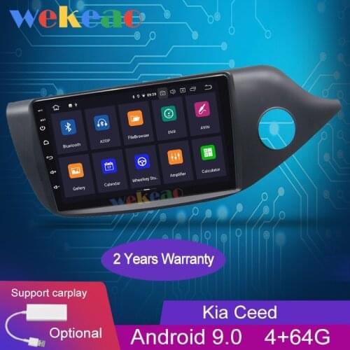 Wekeao Touch Screen 9'' 1 Din Android 9.0 Car Radio Automotivo For Kia Ceed Android Auto GPS Navigation Car Dvd Player 2012-2018