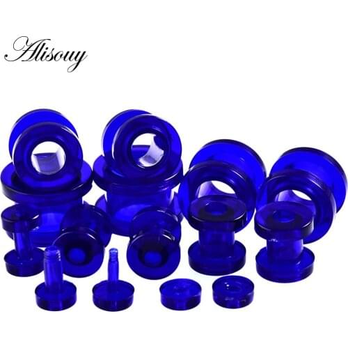 Alisouy 1 pair Beauty Blue Acrylic Ear Expander Plug & Tunnels Jewery Ear Gauges Piercing 2mm to 24mm body jewelry for Women