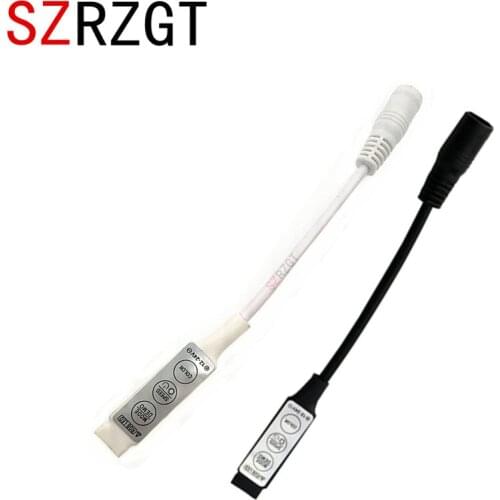 12V 24V LED RGB Controler Single Color Mini 3Key DC Plug wire LED RGB black White Dimmer Connector for 5050 3528 5630 LED Strip