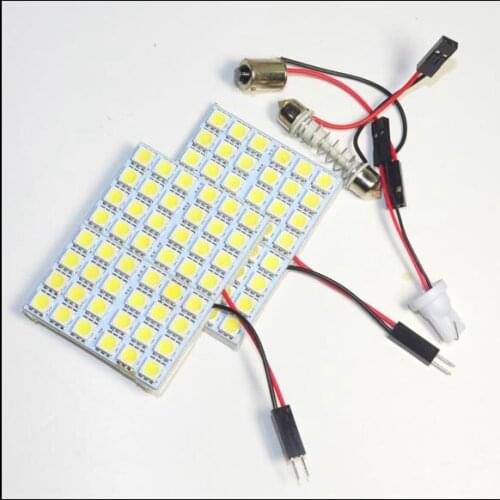 12v car led Panel light 48led 5050smd festoon led Interior Room led Dome light Door Car Light Bulb with 2 Defferent Adapter