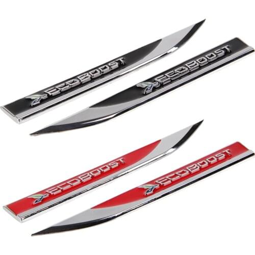 3D Metal Car Blade Shape Badge Emblem Decals Auto Side Fender Stickers for ECOBOOST Mustang Focus Kuga Fiesta F150