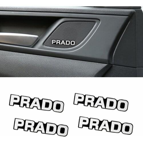 4pcs 3D aluminum speaker stereo speaker badge emblem Sticker for Toyota prado 120 fj150 land cruiser 80 Auto Cover CarStlyling