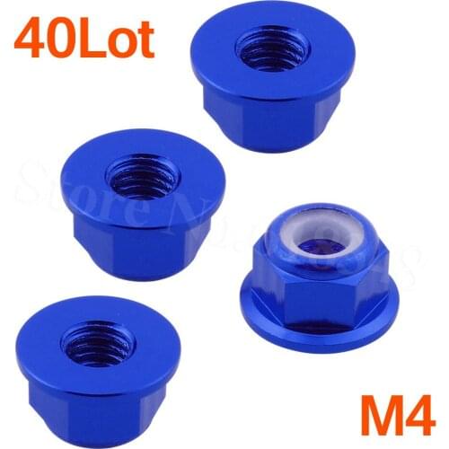 40PCS/Lot Aluminum M4 Wheel Lock Nuts Flange Nylon Self-Tightening 1/10th Scale RC Car Parts Replacement Hardware