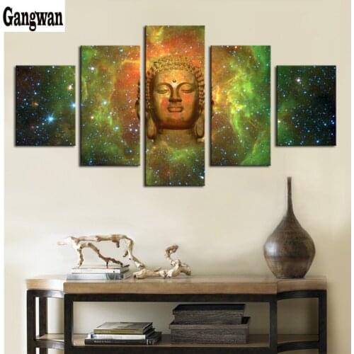 5 Piece Large Buddha Head Full Square Daimond mosaic 5D Diamond Embroidery Diamond Painting Home Decor faith wall painting icon