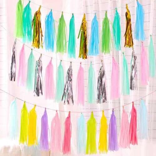 5pcs/bag Multicolor Balloon Banner Tassel Foil Paper Diy Tissue Balloons Ribbon Wedding Baby Shower Birthday Party Decor Supplie