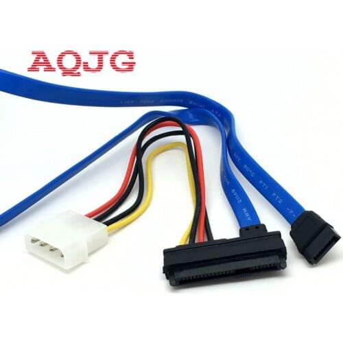 Connector Adapter 7 Pin SATA Serial ATA to SAS 29 Pin & 4 Pin Cable Male Blue SFF-8482 SAS Cable 0.5M AQJG