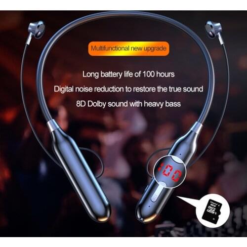 100 Hours Wireless Bluetooth Earphone Magnetic Suction HiFi Sound Stereo Headset Waterproof Wireless Sports Earbud With HD Mic