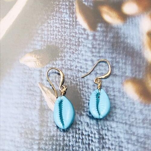 Bohemian light blue shell earrings ladies fashion accessories Women earrings charm jewelry Boucles d'oreilles femmes