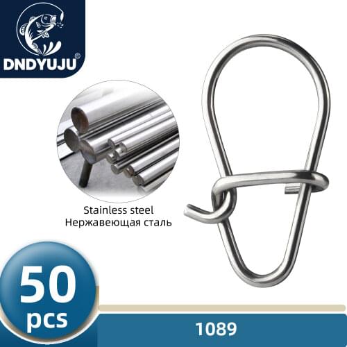 DNDYUJU 50pcs Stainless Steel Hook Fast Clip Lock Snap Swivel Solid Rings Safety Snaps Fishing Hook Connector Hooks Fishing