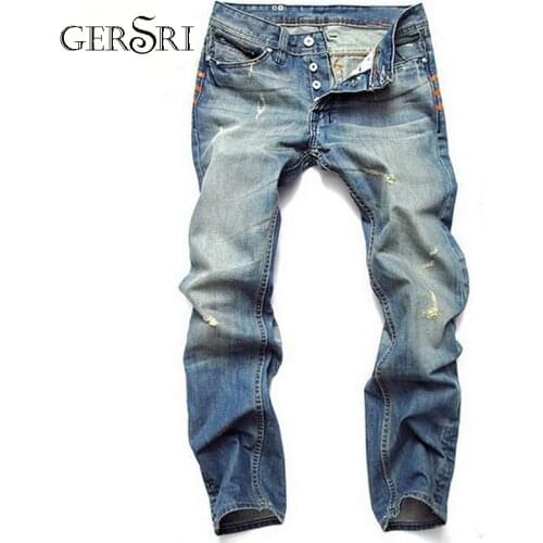 Gersri Jeans Men Winter Autumn Stretch Denim Jeans Man Elastic Casual Slim Jean Botton Pants Male Quality Jeans Cotton Plus Size