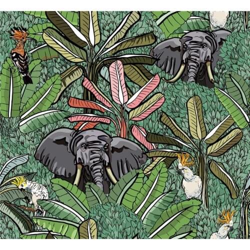 Spandex bikini fabric jungle elephant pattern custom cute parrot print sewing stretch satin dress patchwork GG2