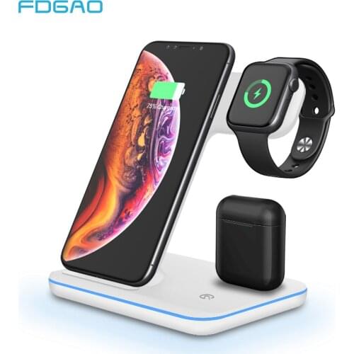 FDGAO 3 in 1 Charging Stand For Apple Watch 5 4 3 2 1 iPhone 11 X XS XR 8 Airpods Pro Fast 15W Qi Wireless Charger Dock Station