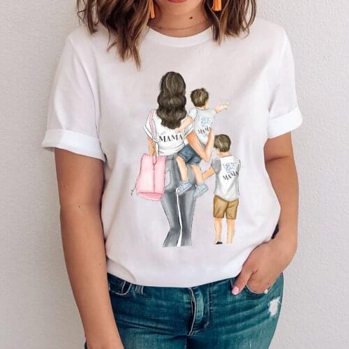 Women Graphic Happy Time Lovely Cartoon Mom Mama Mother Boy Son Clothes Lady Tops Clothing Tees Print Female Tshirt T-Shirt