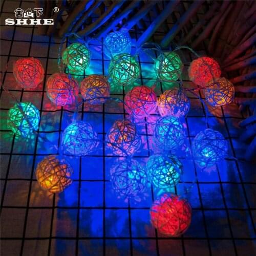 Battery Operated String Lights 5M 40 LED Rattan Ball Fairy Lights for Bedroom Garden Christmas Wedding Party Holiday Decoration