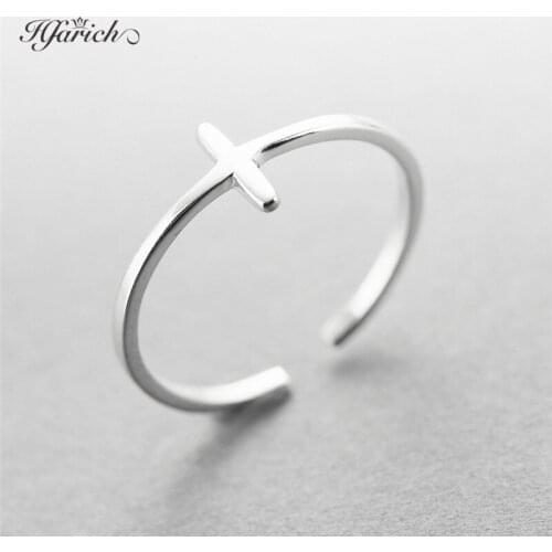 Hfarich Minimalism Cross Ring Adjustable Open- Ring Elegant Rings for Women Christmas New Year Gift Femme