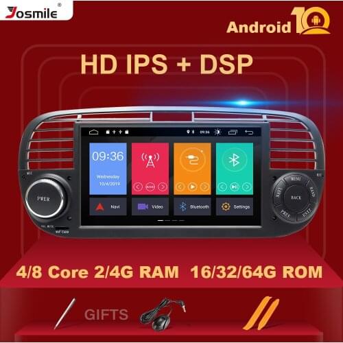 IPS DSP 4GB 64GB 8 Core 1 Din Android 10 .0 Car DVD Player For FIAT 500 Radio Multimedia GPS Navigation Stereo Audio Head unit
