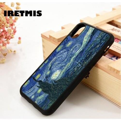 Iretmis 5 5S SE 6 6S Soft TPU Silicone phone case cover for iPhone 7 8 plus X Xs 11 Pro Max XR Retro Van Gogh Starry Night