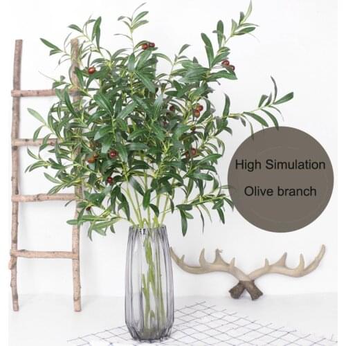 2Pcs Artificial Olive Leaf Green Plants for Home Living Room Decoration Wedding Road Leads Outdoor Decor Fake Plants Olive Fruit