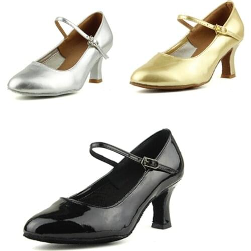 PU Heel 7cm Black Salsa Tango Latin Dance Shoes Woman Zapatos De Baile Latino Mujer