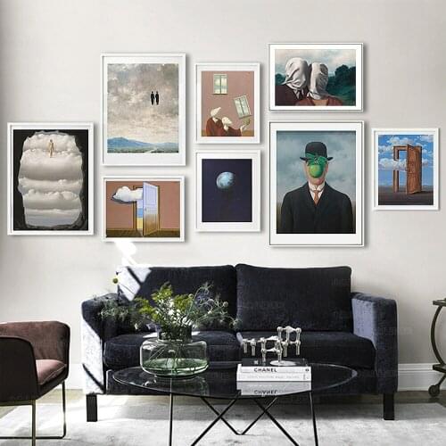 Rene Magritte Canvas Painting Surrealism Classic Characters Artwork Posters and Printed Wall Art Pictures Living Room Cuadros