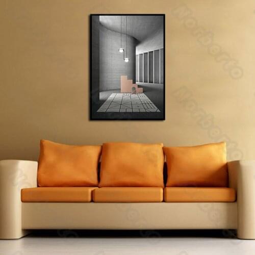 Modern Style Canvas Painting Poster a Minimalist House Arrangement with a Special Lamp for Living Room Bedroom Decoration
