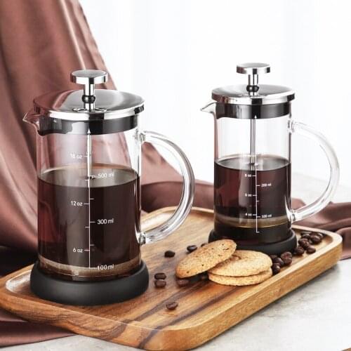 French Press Coffee/Tea Brewer Coffee Pot Coffee Maker Kettle 350/600ML Stainless Steel Glass Thermos For Coffee Drinkware