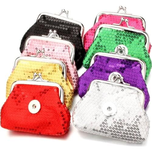 New Snap Button Coin Purse PU Leather Small Coin Bags fit 18MM Snap Buttons Jewelry Pouch Money Wallets for women