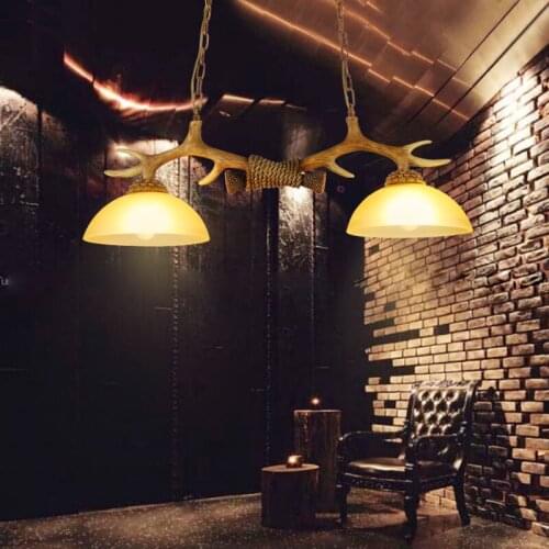 Creative retro restaurant lights Antler pendant light Nordic pastoral Mediterranean wind bar personality art industry lamp ZX76