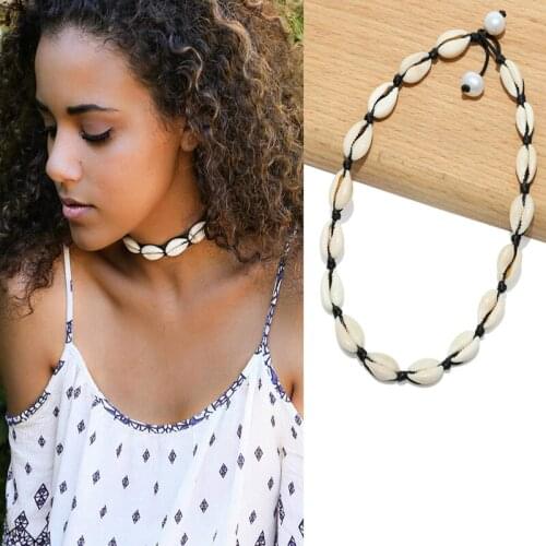 Hot Selling Conch Seashell Necklace Rope Chain Natural Shell Choker Necklace for Women Handmade Fashion Summer Jewelry Dropship