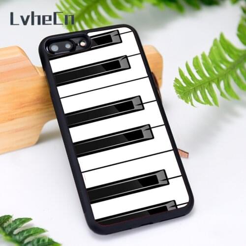 LvheCn Silicone Rubber Phone Case Cover for iPhone 6 6S 7 8 Plus X XS XR 11 12 Mini Pro Max Piano Design