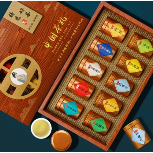 Small cans gift boxed top ten tea combination Jin Jun Mei Da Hong Pao Iron Guanyin Zheng Shan Xiao Zhu combination tea gift box