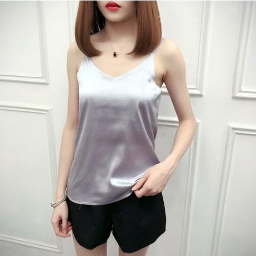 Satin Tank Top 2018 Backless Camis Women Hot Hauts Sexy V Neck Camisole Summer Vest White Black Strapless Halter Crop Tops