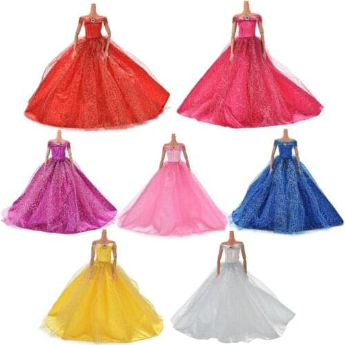 2020Colorfu 7 Colors Handmake Wedding Princess Dress Elegant Clothing Gown Skirt Shoes For Dolls Dresses