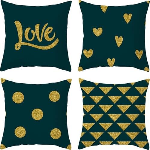 Geometric Pillow Cover Nordic Modern Abstract Gold Bronzing Plants Leaves Cushion Cover Throw Pillow Case Pillowcase Pillowslip