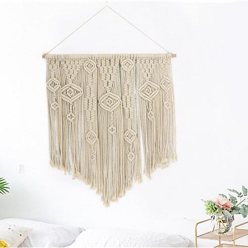Charming Square Handmade Macrame Tapestry Handmade Home Background Decoration Unique Design Living Romm Decor T09