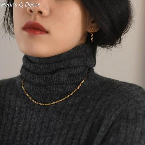 Titanium Twisted Chains Pave Choker Necklace Women 361L Stainless Steel OL Designer T Show Runway Gown Sweety Boho Rare Ins