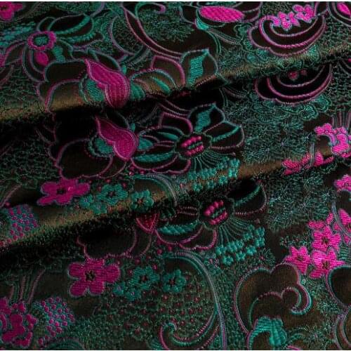 75cm*100cm Brocade fabric costume cheongsam brocade kimono fabric cloth fabric Rose Peony on black diy dress clothing fabric