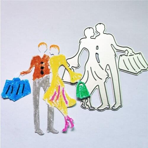 Shopping Couple Metal Cutting Dies Cut Die Mold Decoration Scrapbooking Embossing Paper Craft Mould Punch Stencils